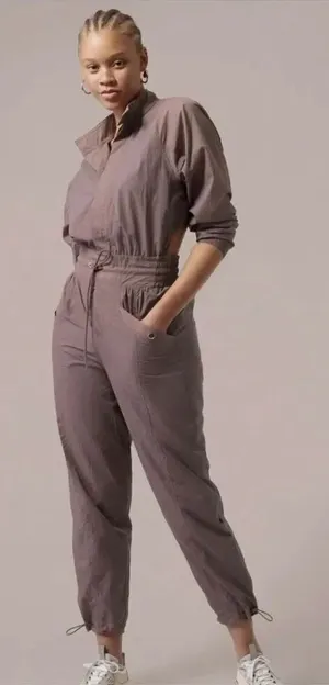 Alicia Keys + Athleta Open Back Utility Lightweight Jumpsuit Brown Size 10 thumbnail 1