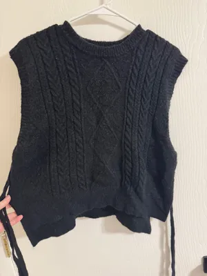 Sweater Vest with side bows Black Size M thumbnail 1