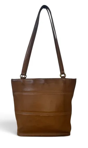 Vintage 90's Coach 9093 Tribeca Shopper Zip Top Tote Bag Y2K British Tan Leather thumbnail 1