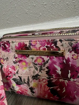 Betsey Johnson Floral Wristlet Wallet Pink Double Zip Clutch thumbnail 2