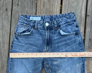 ZARA Distressed Denim Jeans Size 32 thumbnail 7