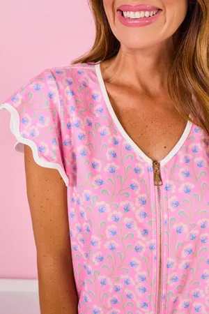 SSYS The Label Garden Vines Floral Cotton Material Flutter Sleeve Getting Ready Robe / Cover-Up Pink thumbnail 3