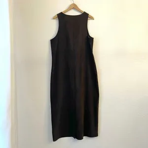 Vintage Jumper Overall Dress 14 Faux Suede Midi 90s Brown Cottagecore Granola thumbnail 9