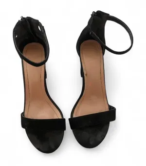 Black Elegant Event Party Cocktail Dinner Date Night Wedding Guest Suede Heels Pumps Sandals Open Peep Toe Ankle Strap Kitten thumbnail 1