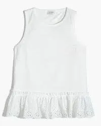 J. Crew White Eyelet Hem Peplum Tank Top Size Medium thumbnail 1