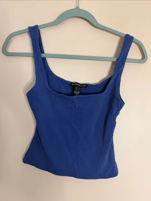 Streetwear Society Express Royal Blue Tank Top with Square Neck thumbnail 1