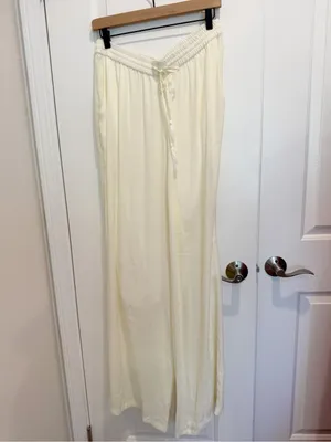 MONDAY SWIMWEAR‎ Tahiti Pants Ivory Wide Leg Drawstring Waist size V 12-14 Beach thumbnail 5