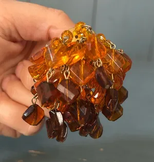 MCM Vintage Amber Cluster Bead Statement Brooch thumbnail 1