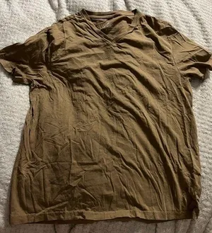 US LG H&M V neck Coupe fitted light brown T shirt thumbnail 1