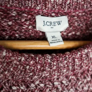J.‎ Crew Honeycomb Knit Crewneck Wool Blend Sweater XL Heathered Maroon Knit thumbnail 2