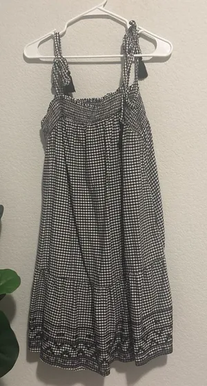 Old Navy Black and White Gingham Tie-Shoulder Sundress thumbnail 1