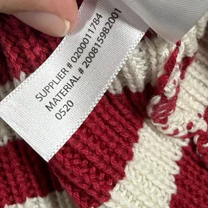 Lauren Ralph Lauren Striped Cotton Shaker Knit Sweater Red Cream L 200815982001 thumbnail 6
