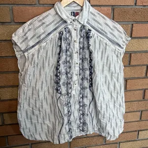 Anthropologie Pilcro Embroidered Surf Oversized Sleeveless Stripe Top Size XS thumbnail 4