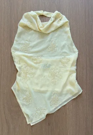 White Fox Beaded Halter Top Linger In The Light Size S Lemon thumbnail 1