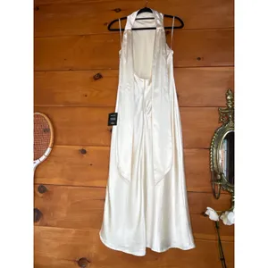 NWT Lulus Exceptional Status Ivory Halter Backless Slip Midi Dress Banquet Sz S thumbnail 4