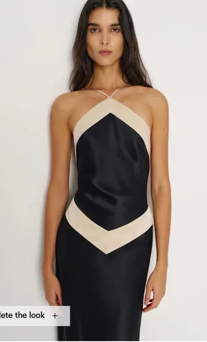 NWT Reformation Jillian Silk dress-black/champagne thumbnail 1
