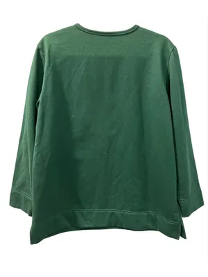 Vintage Bobbie Brooks Christmas Sweatshirt Green Santa Teddy Bear Embroidered M thumbnail 2