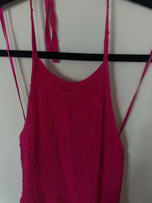 Koko + Maso Hot Pink Smocked Halter Neck Maxi Dress Size M thumbnail 2