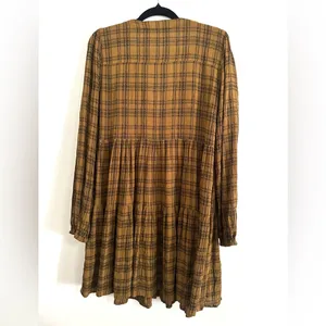 NWT Urban Outfitters Plaid Long Sleeve Babydoll Dress Small thumbnail 5