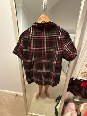 Victoria's Secret Flannel Short Pajama Set Black/Vs White/Red Yd Plaid XS thumbnail 6