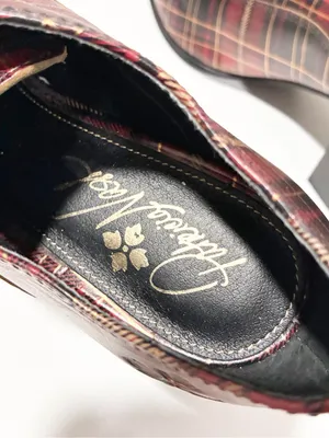 Patricia Nash Mara Shooties Oxford Shoes Italian Red Gold Tartan Lace Up Size 6 thumbnail 5