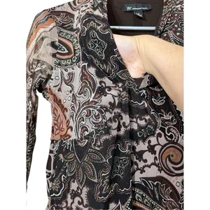 Vintage INC International Concepts Y2K Long Sleeve‎ Paisley Top Size S thumbnail 6