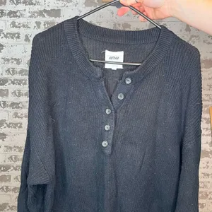 Aerie | women black knitted Henley sweater thumbnail 1