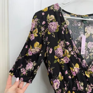 NEW Wild Fable black floral v-neck jumpsuit‎ dress business casual formal attire thumbnail 2