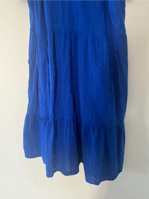 Sonoma 100% Cotton Gauze Blue Tiered Swing Mini Dress Small Coastal Resort Beach thumbnail 3