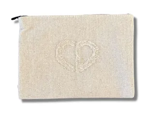 NWT Christian Dior Beaute Heart CD Logo Linen Makeup Pouch Clutch GWP Beige thumbnail 1
