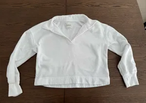 Abercrombie & Fitch White Long-Sleeve V-Notch Pullover thumbnail 1