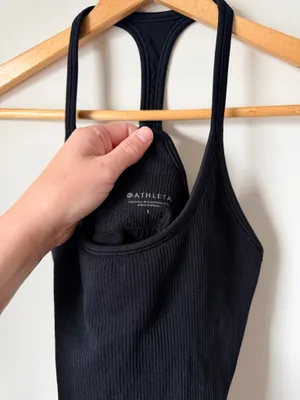 Athleta Black Ribbed Racerback Tank Top thumbnail 3
