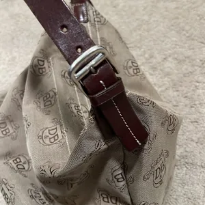 Vintage Dooney & Bourke Brown Leather & Canvas Print Shoulder Bag thumbnail 6