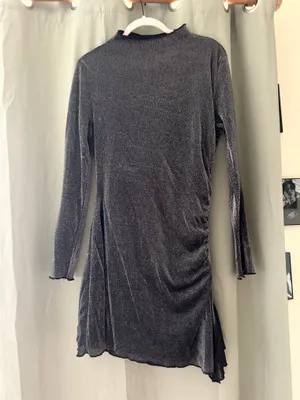 Princess Polly Silver mini dress with long sleeves and ruched tie detail thumbnail 3