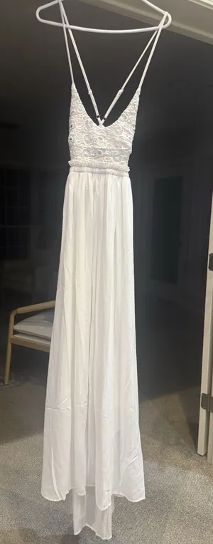 Large Ladmous Women's V Neck Lace Wedding Dress Sleeveless Bridesmaid‎ Backless thumbnail 1
