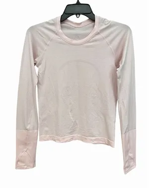 Lululemon Swiftly Tech Cropped‎ Long Sleeve Womens Size 4 Pink Activewear #HH2-6 thumbnail 1