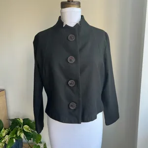 ISCHIKO Lightweight 100% Wool Button Front Blazer Jacket Brown Women's Size 10 thumbnail 2