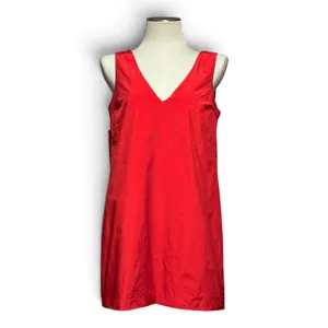 Hyacinth House Tuckernuck Bow Bella Mini Dress Sleeveless V-Neck Red Small thumbnail 3