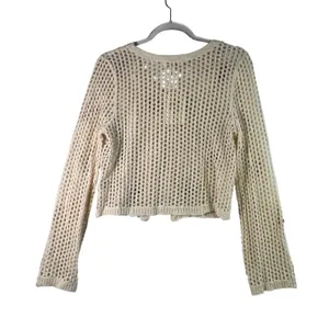 Coquette Festival Cherry Crochet Cardigan Cotton Open Knit Cream XS NWT Softgirl thumbnail 2