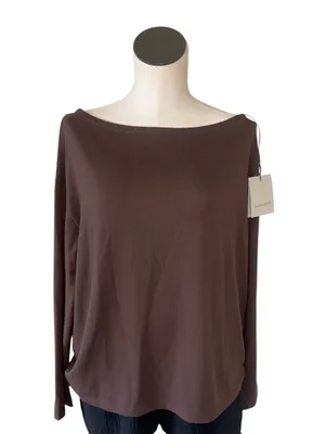 NWT AllSaints Rita Boat Neck Long Sleeve Top Medium BITTER BROWN thumbnail 5