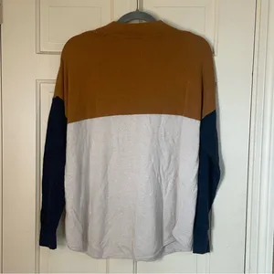 Madewell Sweater Women’s Small Colorblock Cream Mustard Mock Neck Alpaca Blend thumbnail 2
