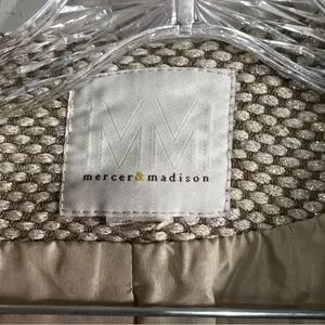 Mercer & Madison Metallic Open‎ Front Woven Car Coat Pea Coat thumbnail 5