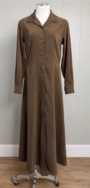 Vintage J.G. Hook Brown Maxi Dress Whipstitch Collar Western Equestrian Size 4 thumbnail 1