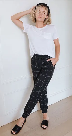 Albion Fit Black Windowpane Jetsetters Pants Size small thumbnail 1