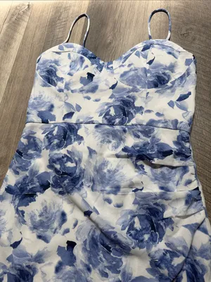 Blue Floral Midi Slip Dress thumbnail 5