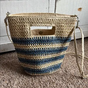 Blue and Tan Woven Women's Bag thumbnail 1