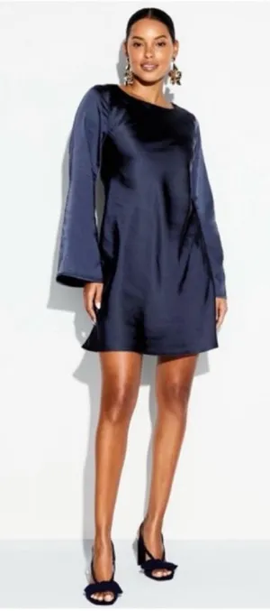 Navy Satin Mini Dress thumbnail 1