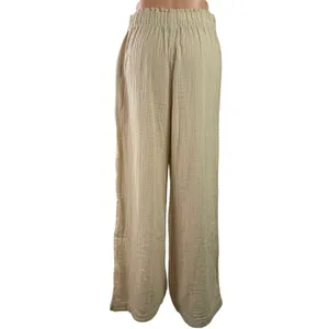 GAP Women's Beige Pleated High Waisted Palazzo Wide Leg Baggy Trousers Pants S thumbnail 3