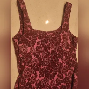Anthropologie NWT By The Blythe Square-Neck Tiered Dress Color Pink combo Sz XXS thumbnail 7