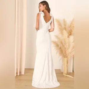 LULU’S Eternally Yours White Lace Tie-Strap Mermaid Maxi Dress thumbnail 6